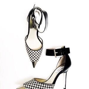 Michael Kors Zady Black and White Houndstooth Heels